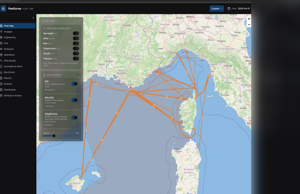 Anonymized FleetSurvey fleet map from the project portfolio.