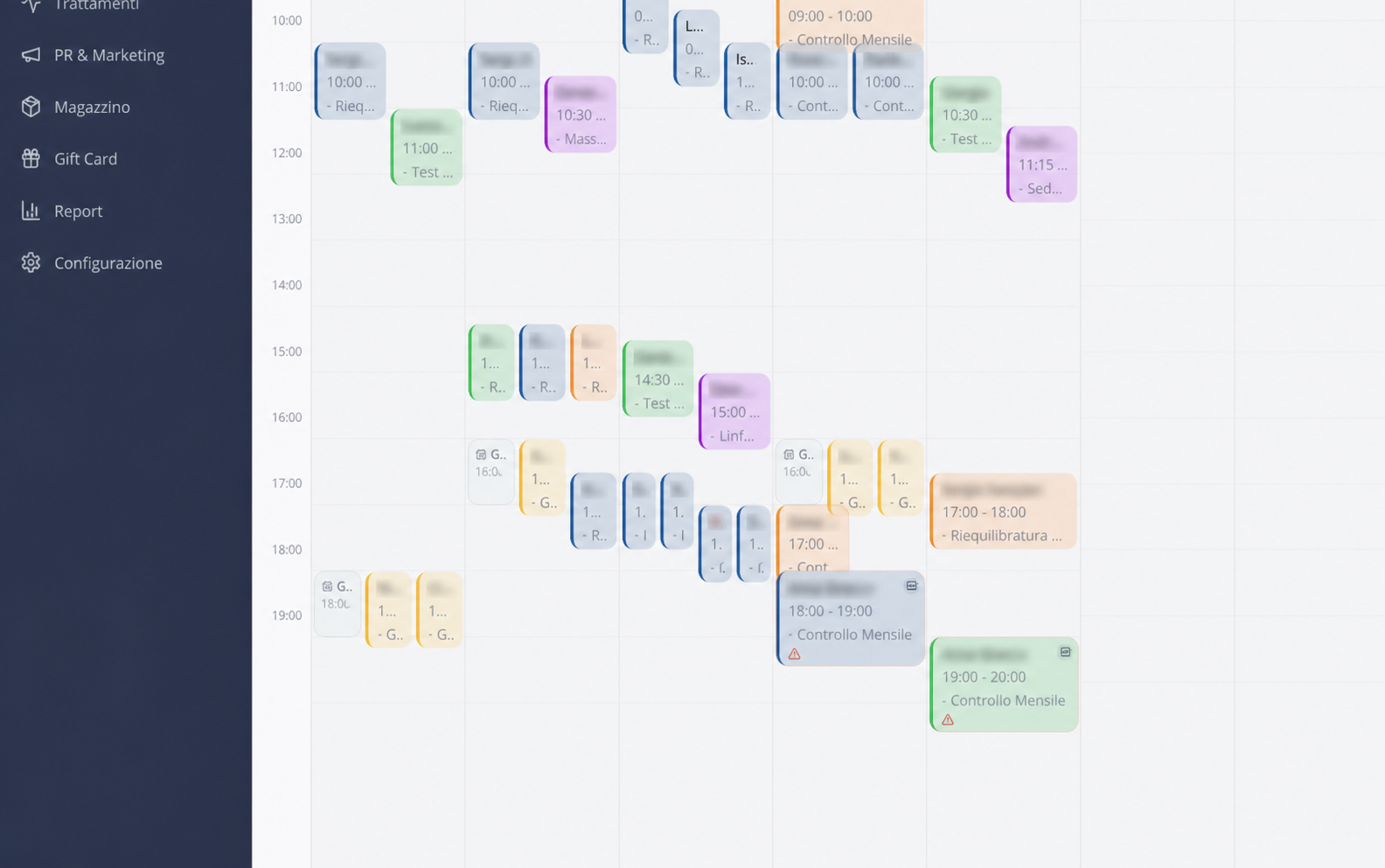 Anonymized Quantum CRM calendar from the project portfolio.